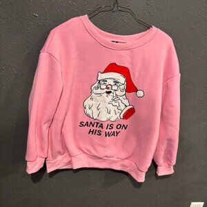 SHEIN Pink Santa Graphic Sweatshirt